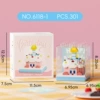 Pink cake box (including small card, 3*3 transparent building block cover)