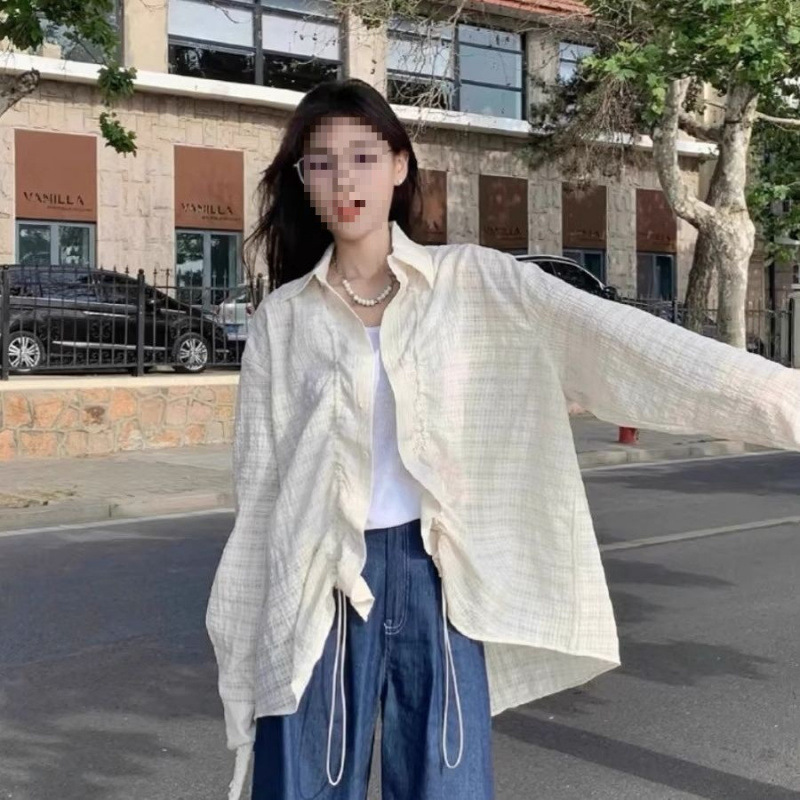 American-Style Lazy Style Loose Long-Sleeved Shirt for Women 2026 Super Popular Korean Design Casual Summer Sun Protection Shirt Jacket American-Style Lazy Style Loose Long-Sleeved Shirt for Women 2026 Super Popular Korean Design Casual Summer Sun Protection Shirt Jacket