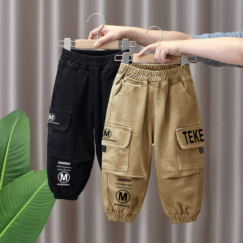 Весенние и осенние зимние новые плюшевые толстые брюки красивые комбинезоны брюки для больших и средних детей брюки для мальчиков и девочек дикие брюки