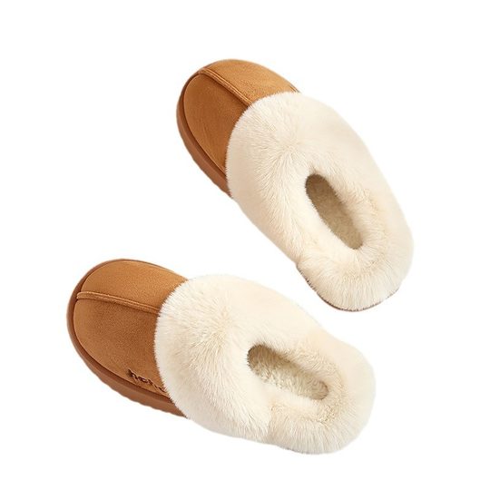 Keke Winter fleece-lined Thick Cotton Slippers Women's Non-slip Warm Wearing Household Slippers Winter Indoor Home Cotton Slippers