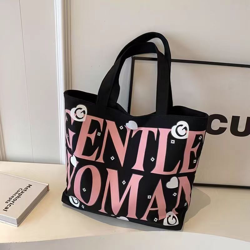 Student canvas bag, large-capacity tote bag, class commuting bag, versatile printed mommy hand bag, shoulder bag, shopping bag details Picture