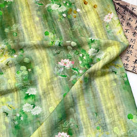 涧荷 新中式锦棉面料旗袍连衣裙上衣汉服手工diy数码印花面料