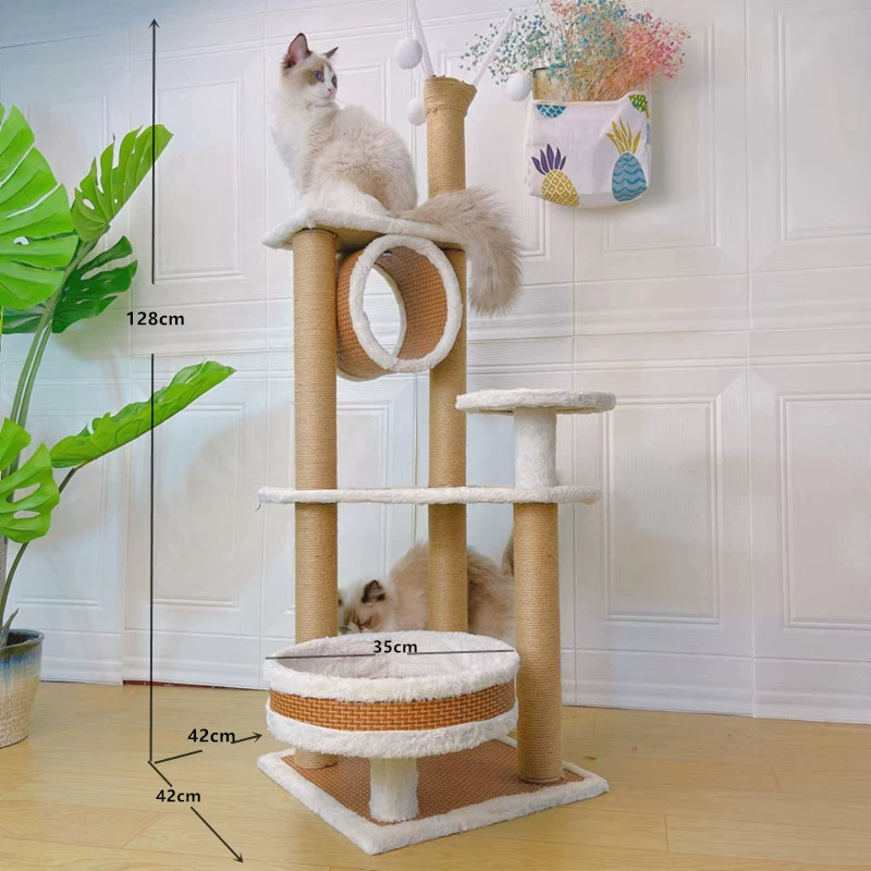 Cat climbing rack cat shelves cat nest Cat caught the upper and lower cat tree columns in the four seasons universal wear -resistant cat jumping platform cat house