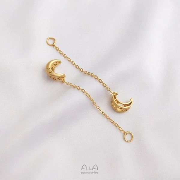 18K dumb gold moon hanging chain 1