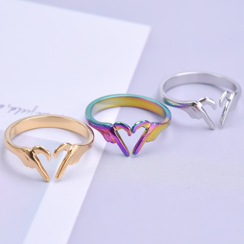 Wholesale 1 Piece Simple Style Heart Shape Titanium Steel Open Ring display picture 1