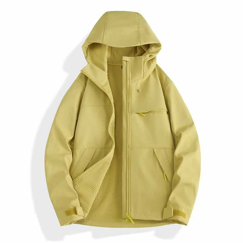 New Winter Windproof and Warm Hibiscus Fleece-Lined Soft Shell Single-Layer Couple Men's and Women's Two-Open Jacket Autumn and Winter Outdoor