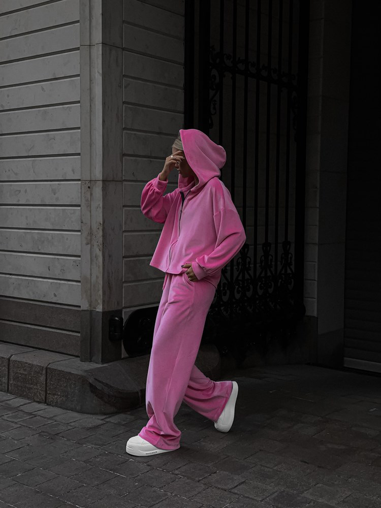 2025 European And American Foreign Trade Casual Autumn Women's Solid Color Sleeve Cardigan Hooded Top Sports Long Pants_ecoleips.com