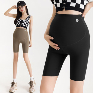 Real Shot of In-Stock Maternity Leggings 2025 Summer Thin Five-Point Seamless Belly Support Shark Pants Yoga Shorts