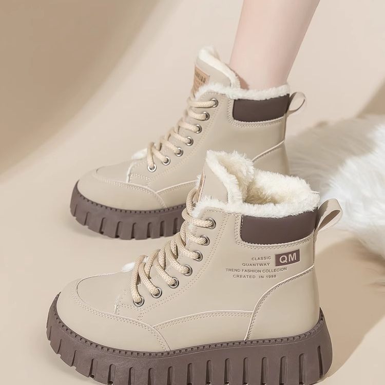 欧伦厚底断码真皮加绒特厚雪地靴女冬季百搭爆款老爹鞋防滑短靴男