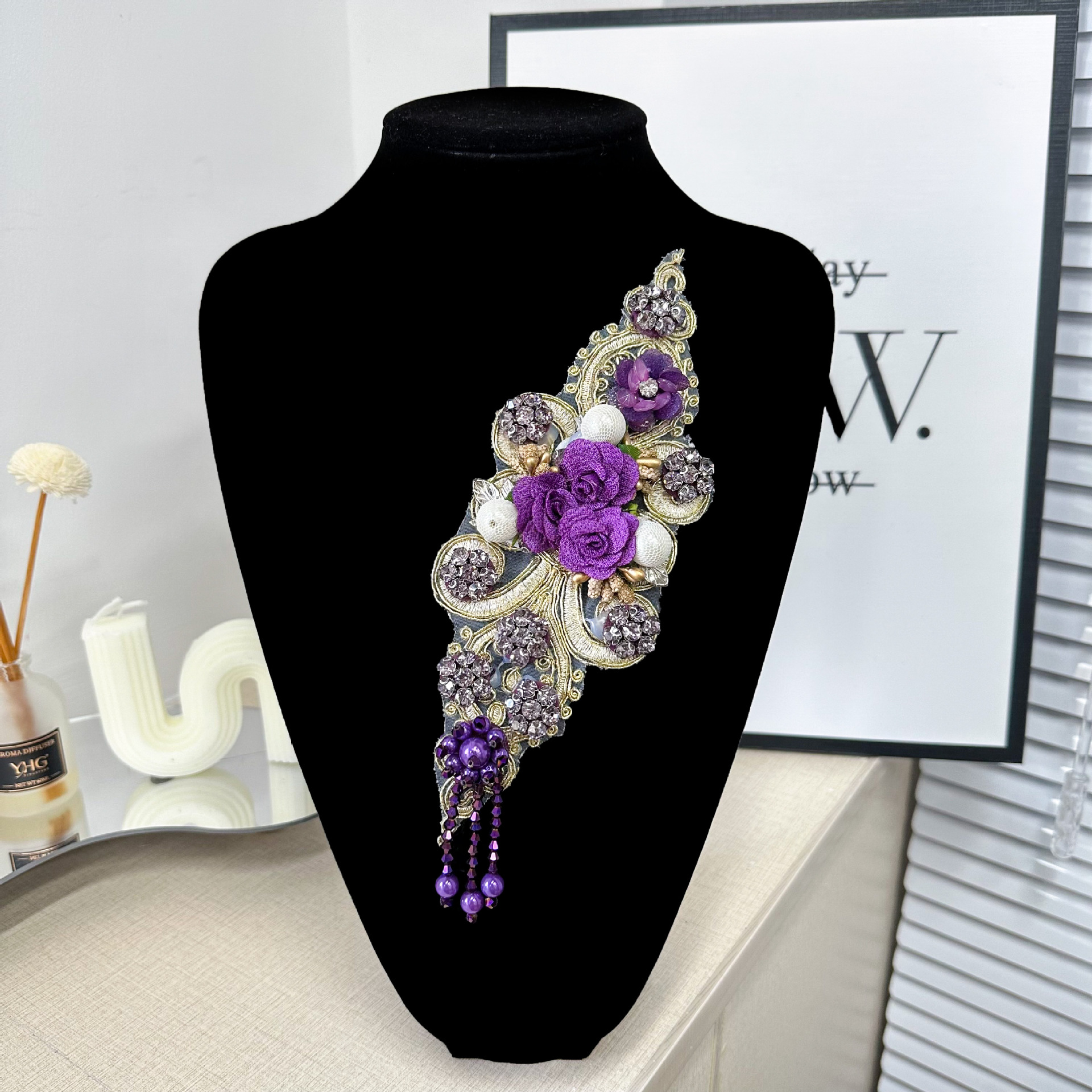 E-commerce delicado bordado clavos perlas de bordado flor de boda flor de novia ropa de decoración de estilo nacional accesorios multicolores image 3