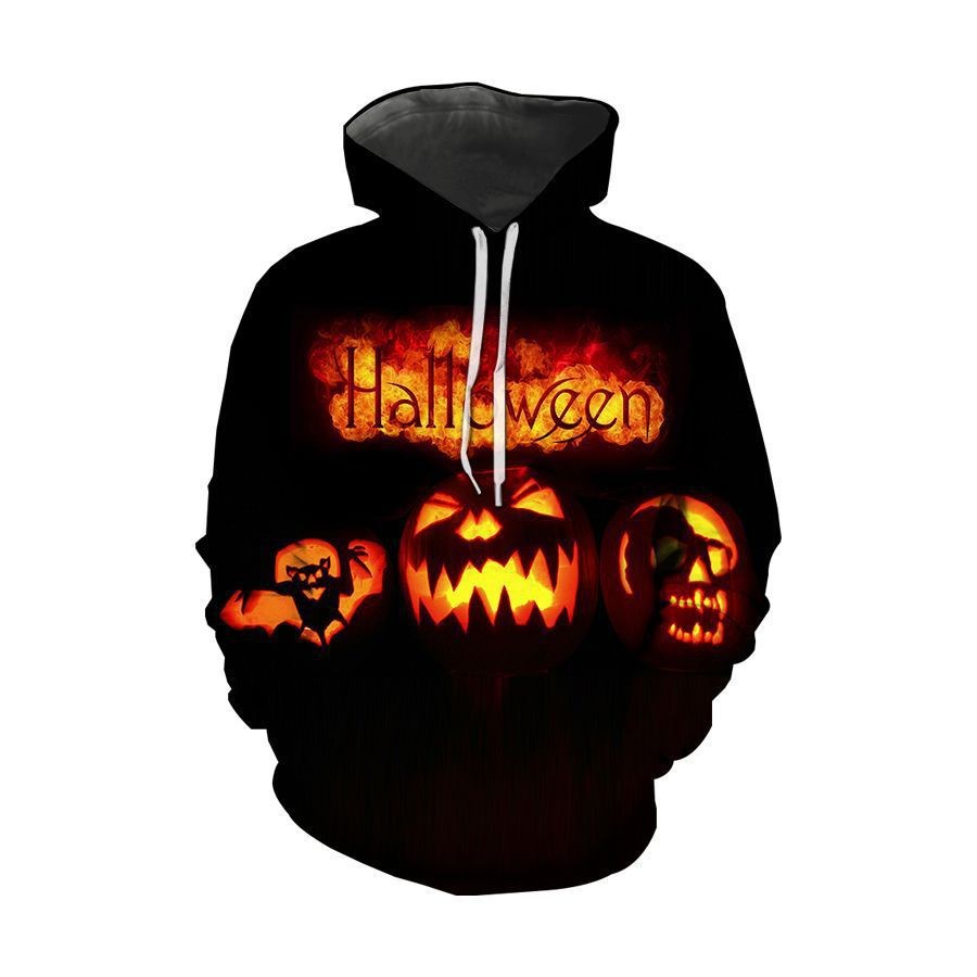 boy 2025 European And American Halloween Men's Cross-Border New Ghost Face Trendy Print Christmas Series Hooded Sweatshirt_voghion.com