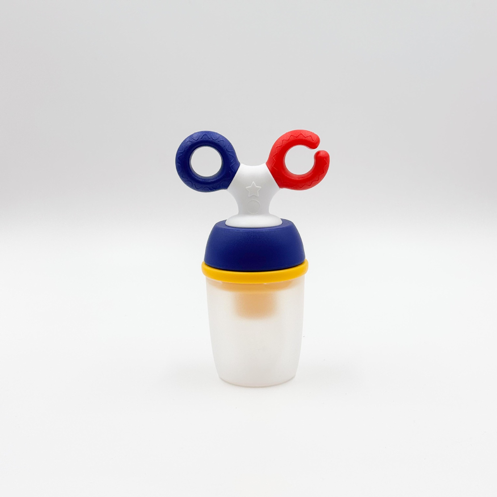 Nueva fábrica directa bebé empuje bebé fruta suplemento alimenticio mordida música malla bolsa frutas y verduras música suplemento alimenticio dispositivo