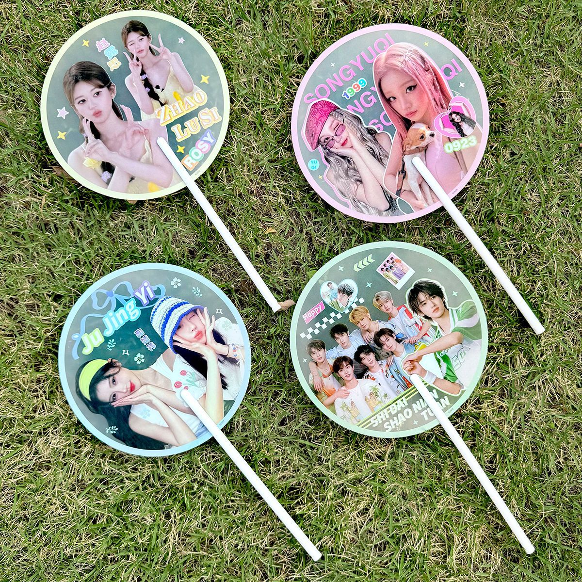 Long handle PP round fan [Star Collection]