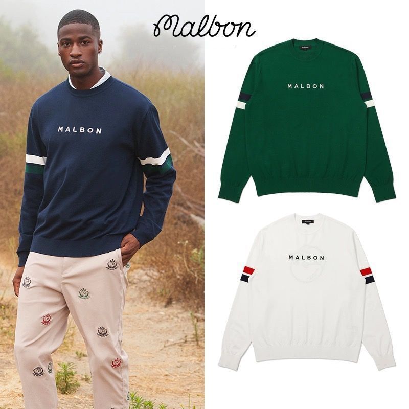 Korean Golf Clothing 24 Autumn and Winter Men's Golf Logo Horizontal Stripe Round Neck Pullover High-Elastic Knitwear Korean Golf Clothing 24 Autumn and Winter Men's Golf Logo Horizontal Stripe Round Neck Pullover High-Elastic Knitwear