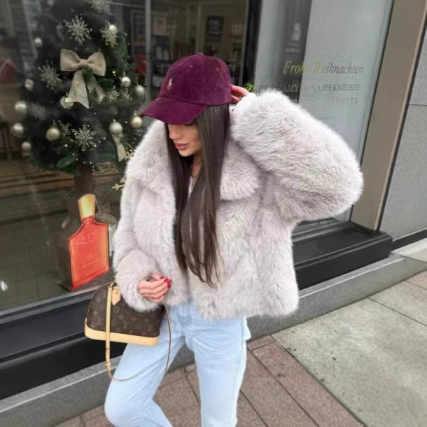 Амазонка осень-зима экологически чистый искусственный мех короткий темперамент меховая куртка женский европейский и американский стиль лисы меховая куртка