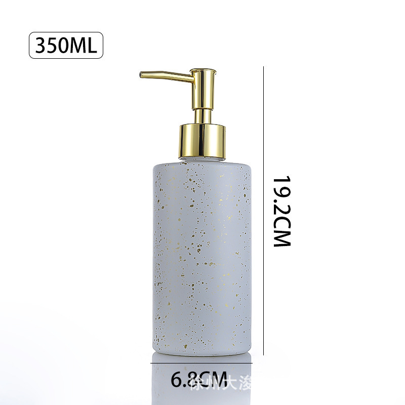 Botella de jabón de vidrio de cerámica imitación, botella de desinfectante para manos, champú para el baño, botella de baño de 350ml líquido image 5