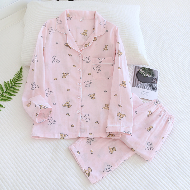 ZHYピンクベアーガーゼパジャマカバー