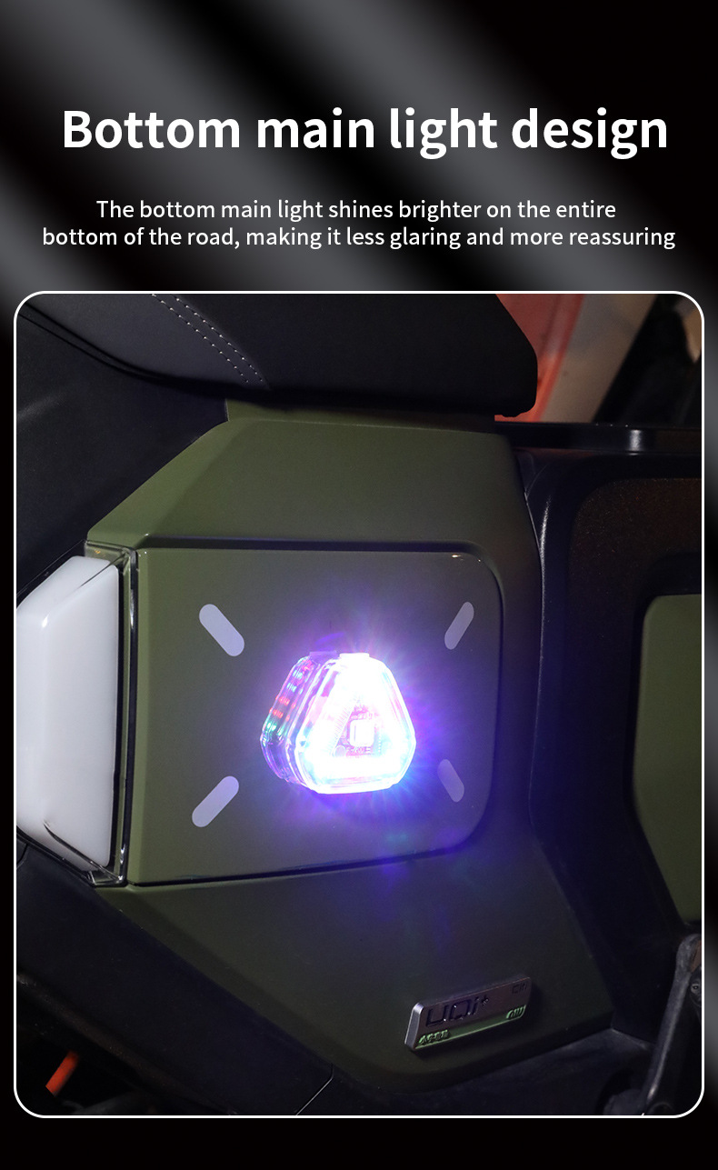 Motorcycle Navigation Light Strobe Light Modified Triangle Solar Light Universal Strobe Motorcycle Electric Non-Wired Car