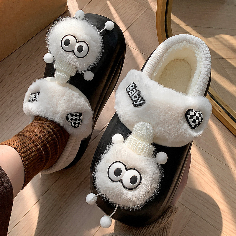 Zapatillas de algodón impermeable para mujeres 2024 nuevo otoño y invierno interior desmontable de peluche calentamiento zapatillas de lana para usar