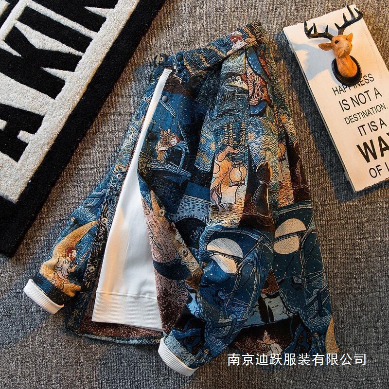 Men's American Retro Van Gogh Oil Painting Shirt, Men's Long-Sleeved Trendy Brand Art Student Shirt, Casual Jacket Wholesale Men's American Retro Van Gogh Oil Painting Shirt, Men's Long-Sleeved Trendy Brand Art Student Shirt, Casual Jacket Wholesale