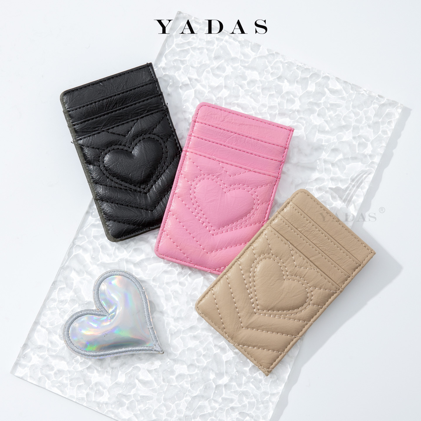 Bolsa de tarjetas bancarias de amor, nueva bolsa de mano PU, bolsa coreana, bolsa de tarjetas de almacenamiento multi-tarjeta ligera