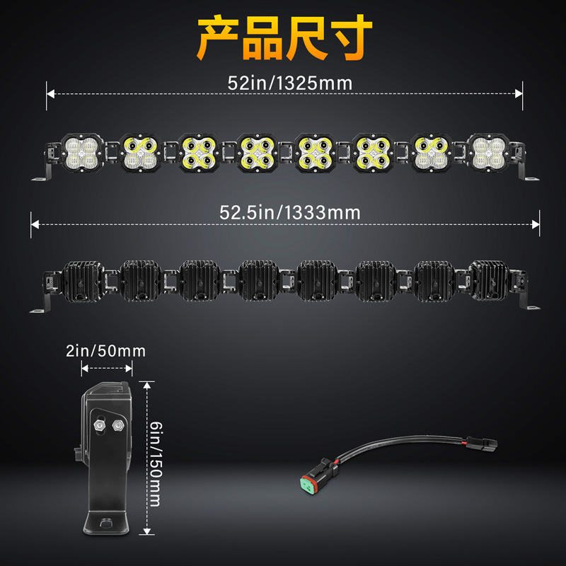 Car Roof Strip Light, Automotive Combo Spotlight, 24V/12V Compatible Single Row Tesla Welcome Light, High Beam Projector