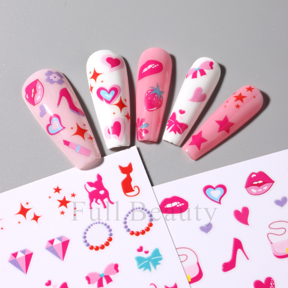 La Saint-valentin Mignon Forme De Cœur Rose Fleur Pvc Ongles Correctifs 1 Pièce display picture 4