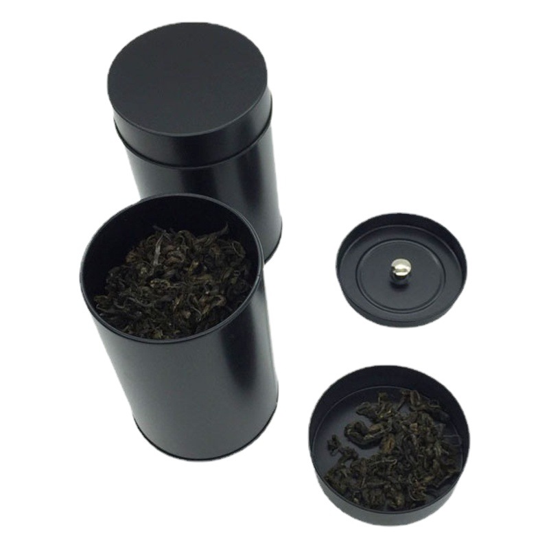 Latas de té negro de doble tapa de alta calidad al por mayor de fábrica, latas redondas de hojalata, cajas redondas de hierro, selladas y personalizables.