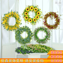 仿真花环尤加利满天星草环假花门饰挂件壁挂婚礼装饰摄影背景装饰
