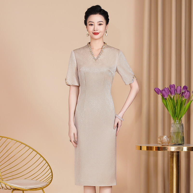 2026 New High-End Acetate Qipao Chinese-Style Wedding Mother's Dress Qipao Toast Dress Mother-In-Law Attire