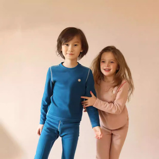 Children's Boneless Autumn and Winter New Double-Sided Velvet Suit Boys' and Girls' Home Clothes Autumn Clothes Autumn Pants Thermal Underwear