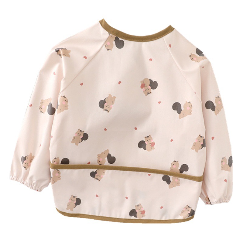 INS nuevo estilo coreano bata de manga larga impermeable comer ropa de alimentación del bebé babero niños TPU reverso vestir babero del bebé