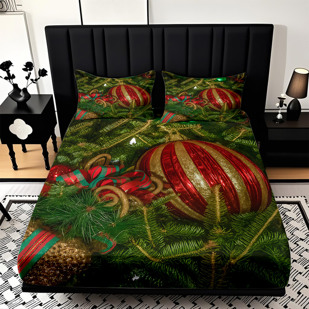 TEMU / JIT nuevos productos transfronterizos adorables series de Navidad molido HD impresión digital cama de cama Kasa set ropa de cama