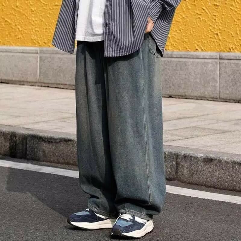 165-8779-60 Flared leather pants, loose casual pants, wide-leg trousers, flowing straight-leg trousers, floor-length trousers…