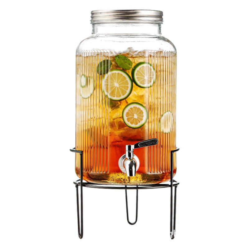 Jarra de vidrio para el hogar de gran capacidad al por mayor, moderna jarra para agua fría, recipiente para bebidas, jarra para jugo con grifo