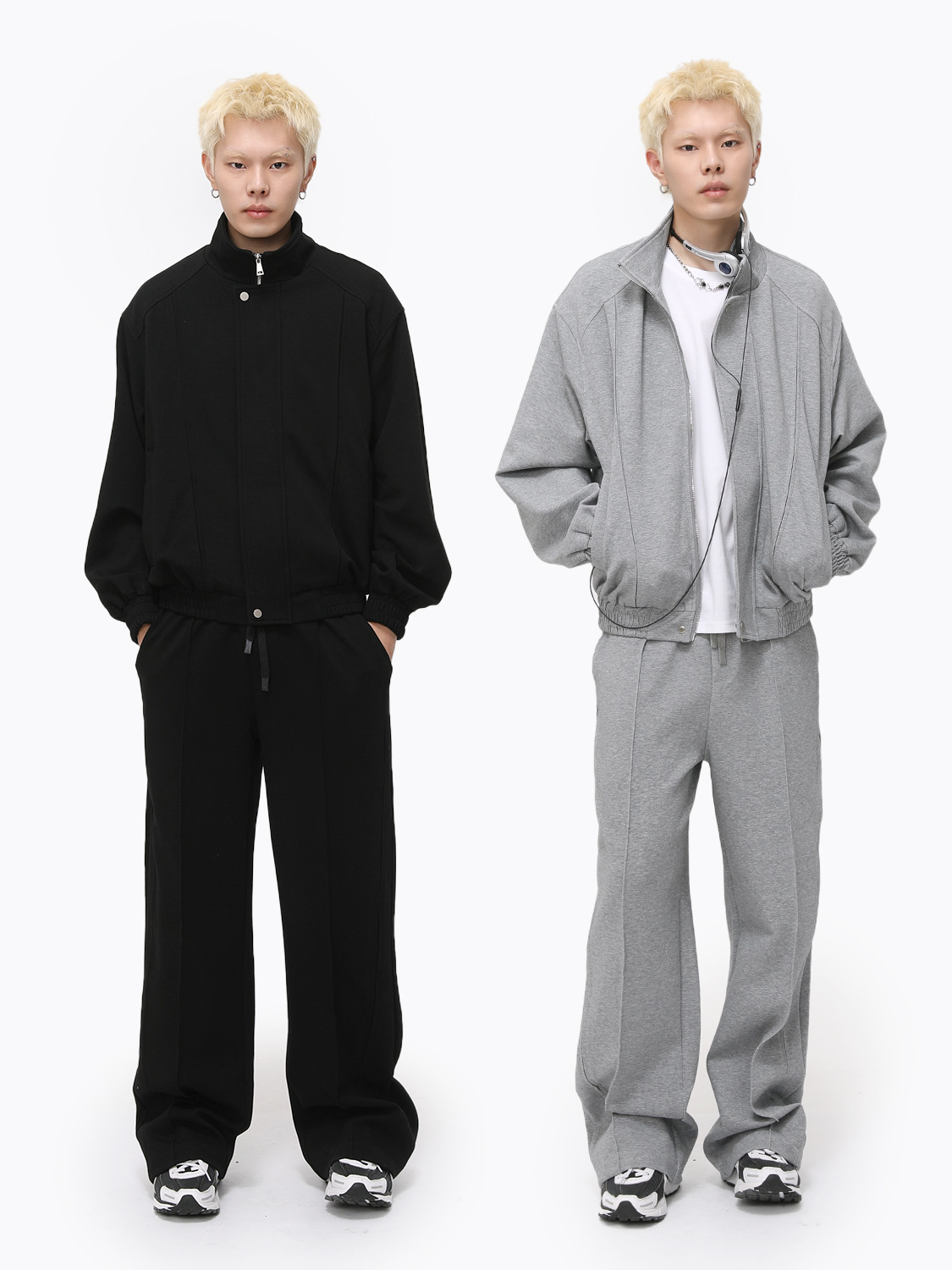 MTLCLOTHES Hombres| Casual coreano corto chaqueta de cuello limpio conjunto de transporte simple diario