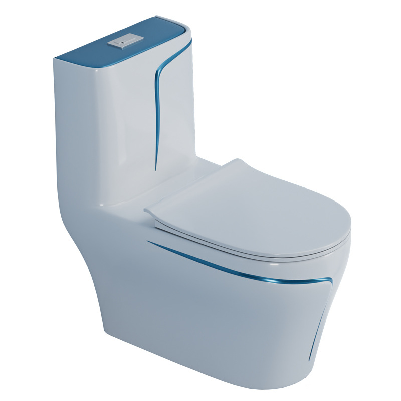 Inodoro de color de cerámica de procesamiento personalizado, nuevo proyecto creativo de ahorro de agua para el hogar con sifón súper remolino personalizado