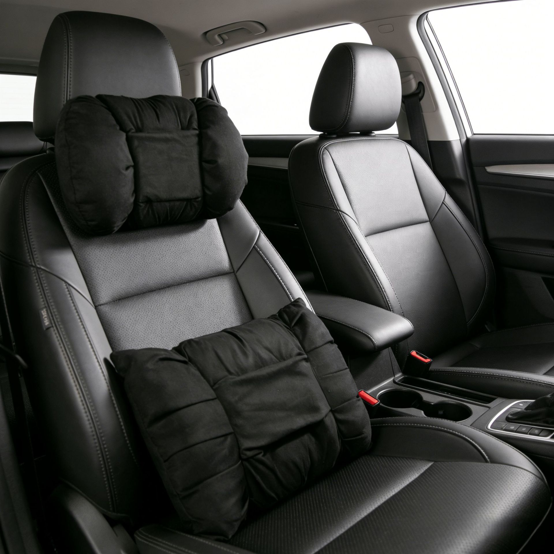Car Headrest and Lumbar Support, Suede Leather, La Wenjie Bubble Style Neck Pillow, Comfortable and Soft Car Seat Pillow