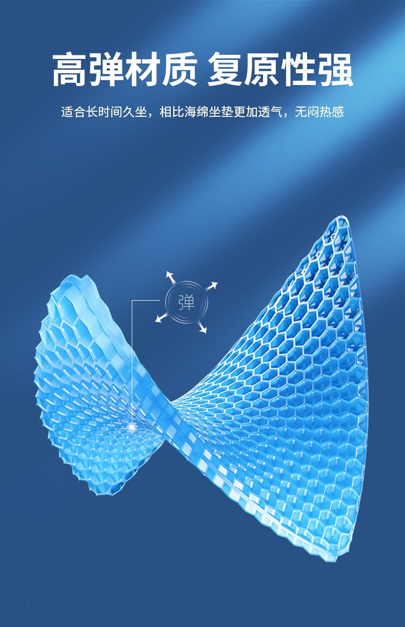 Summer Gel Honeycomb Seat Cushion, Enlarged Car Honeycomb Seat Cushion, Ventilated and Breathable Thick Seat Pad, Jelly Cooling Pad