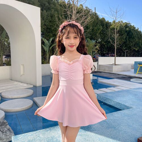 Children's swimsuit for girls, INS-style children's little princess lace dress one-piece swimsuit, fresh and clean hot spring wholesale