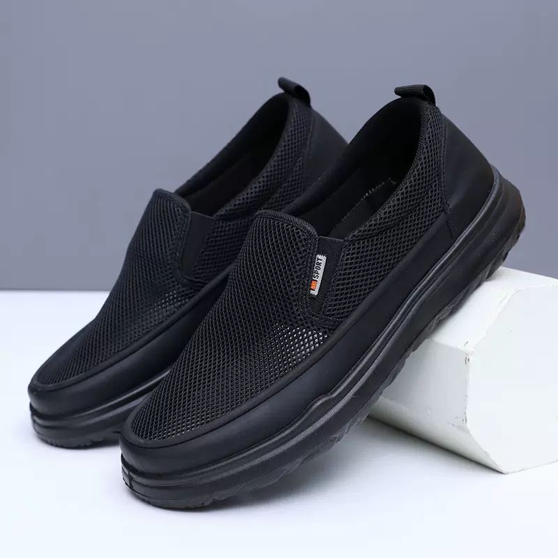 鞋子男春夏款透气网布时尚透气运动一脚蹬简约懒人鞋男式休闲单鞋
