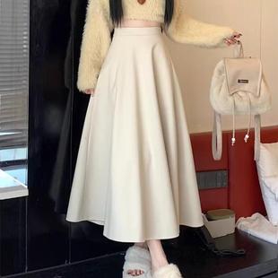 Autumn and Winter fleece-lined Pregnant Women's Skirt Thickened Spring and Autumn A- line Skirt Slimming Outer Wearing French-style Non-abdominal Mid-length Knitted