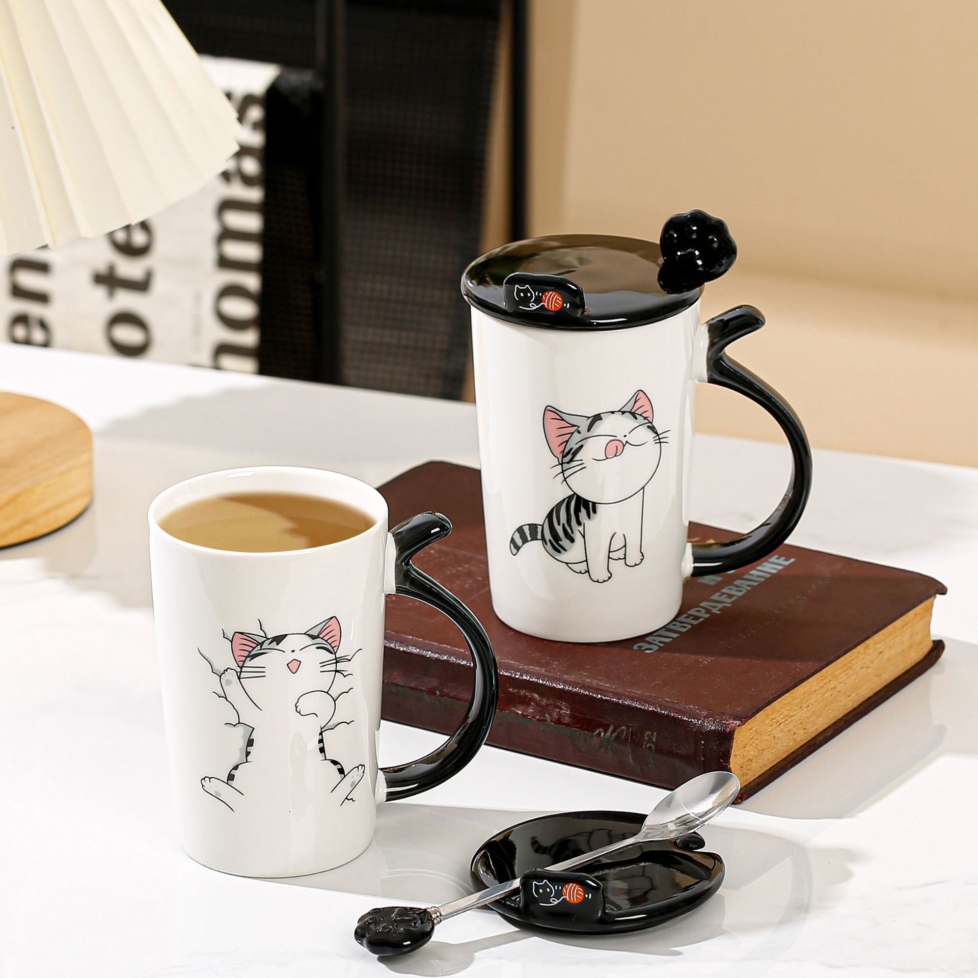 Lindo Gatito taza creativa de dibujos animados Taza de cerámica de la Oficina taza de agua formulación LOGOTIPO transfronterizo centro comercial supermercado