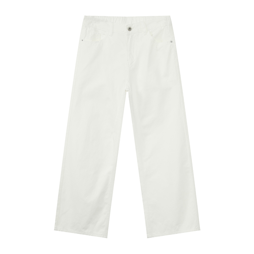 MTLCLOTHES para hombre | Vaqueros lavados sueltos de algodón puro de estilo básico simple de color puro coreano