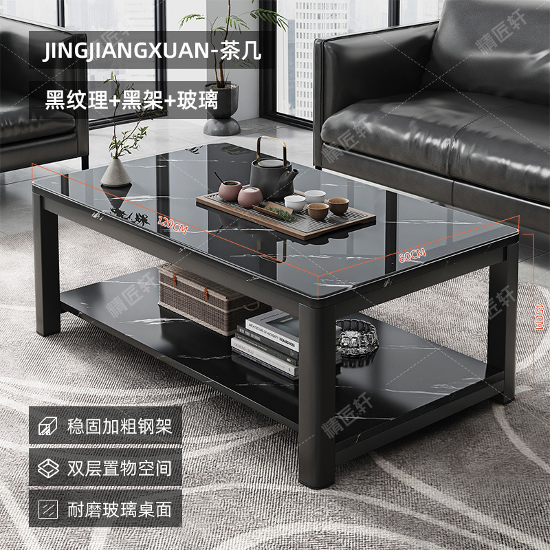 [40MM 두께의 강철 다리 업그레이드 유리 조리대] 120CM 블랙 질감 색상