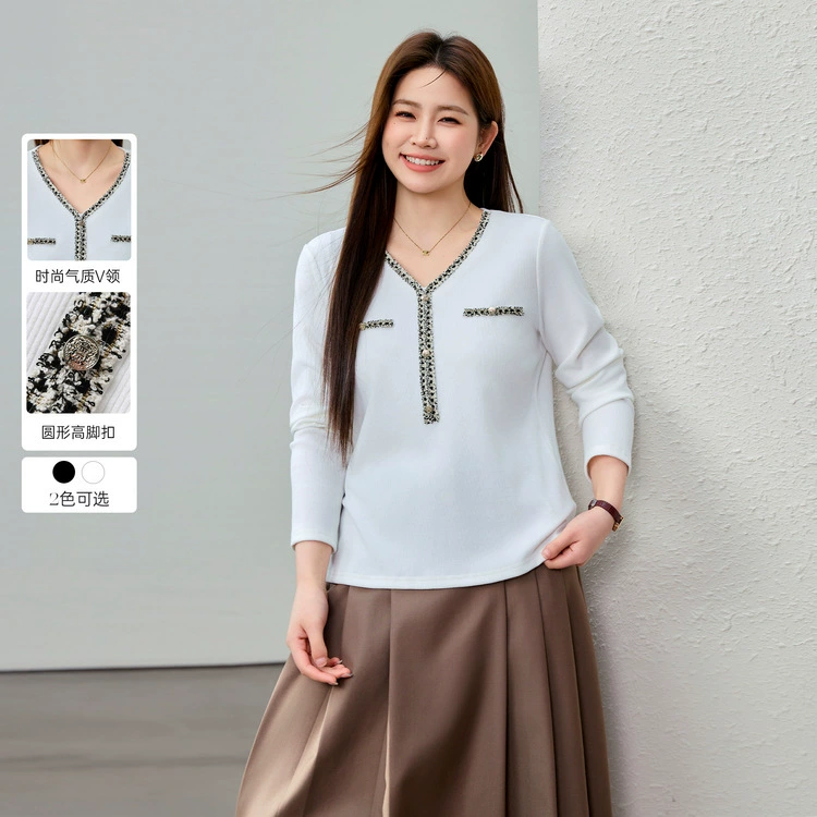 [Элегантный и элегантный коммутант дикого тонкого свитера с V-образным вырезом] Funny Show Fat Mm Spring New