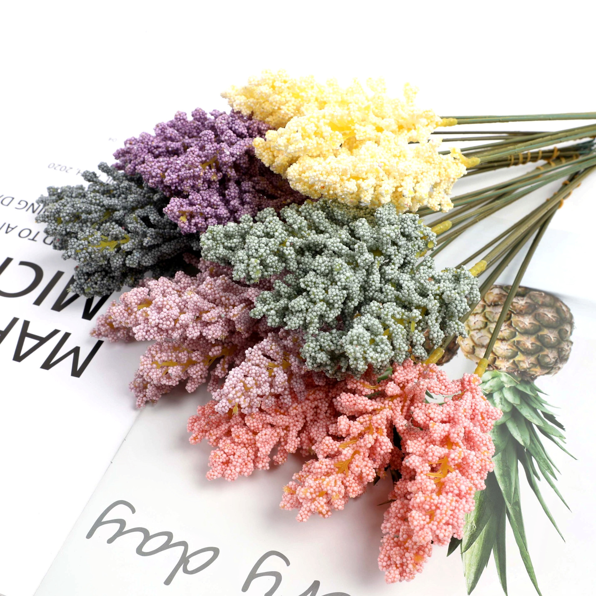 Artificial foam flower handwritten flower wheat ear bouquet plastic flower flower arrangement dried flower photography ornaments props
