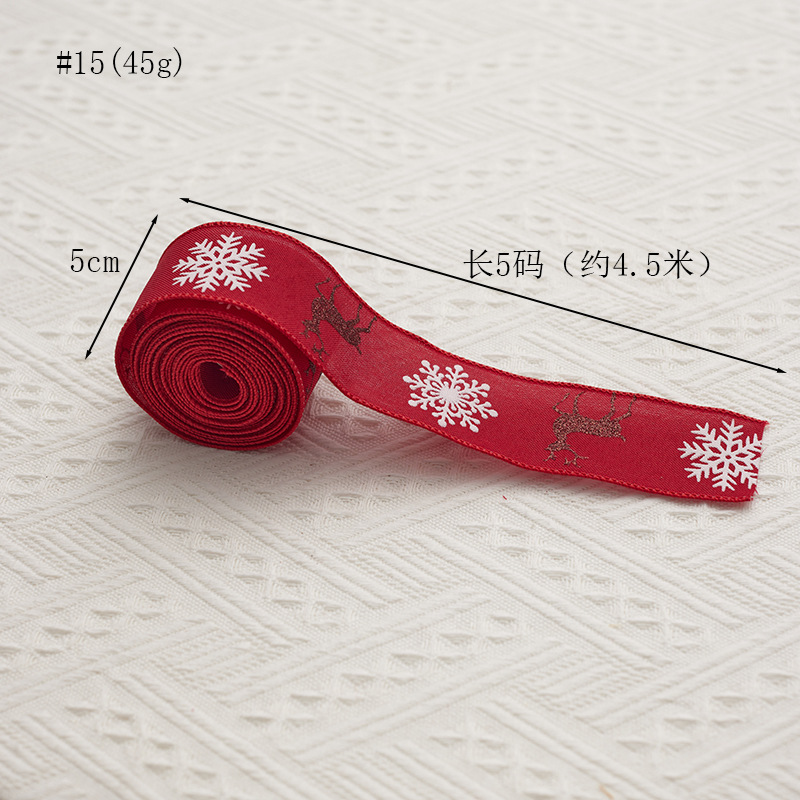 Buscando madera colgante de árbol de Navidad cinta DIY arco material decoración 5cm cinta de Navidad impresión lino