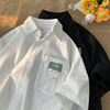 Waffle shirt Short sleeved Sense of design A small minority chic Retro shirt American style summer coat ins tide