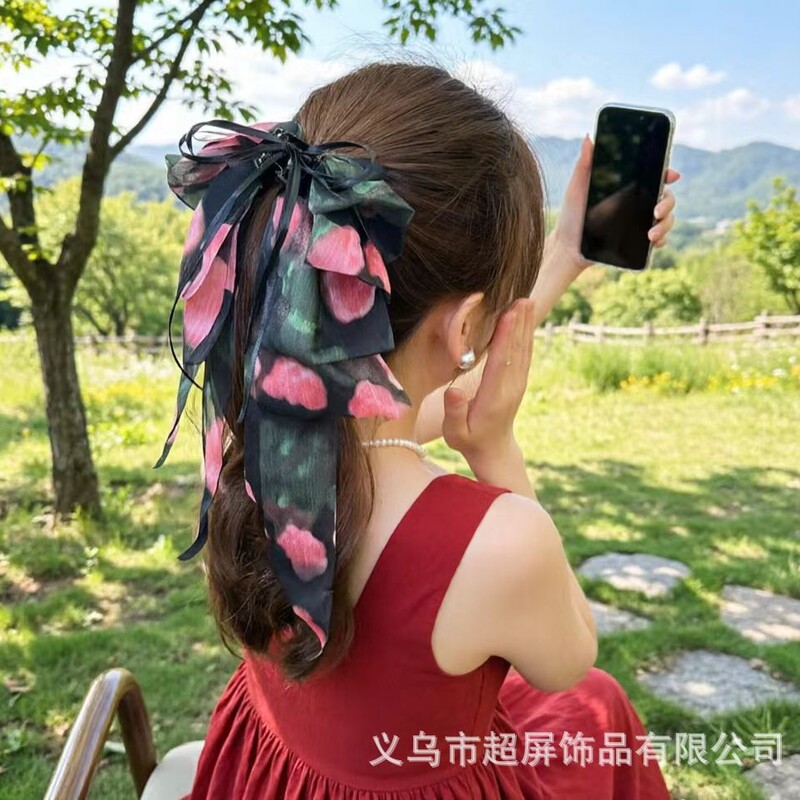 Future 2026 New Style Forest-Themed Rose Ponytail Clip with French Romantic High-End Floral Design and Ribbon for the Back of the Head Future 2026 New Style Forest-Themed Rose Ponytail Clip with French Romantic High-End Floral Design and Ribbon for the Back of the Head